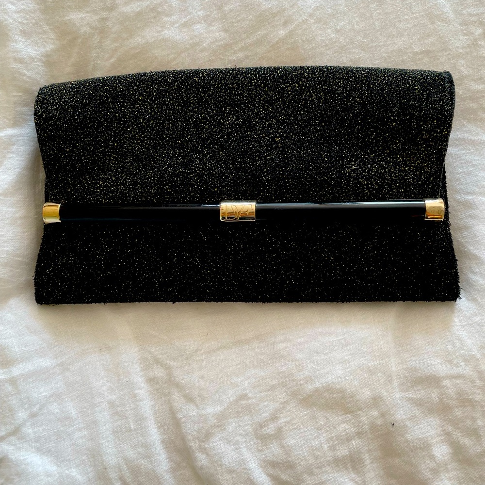 NWT - DVF Black & Gold Evening Clutch